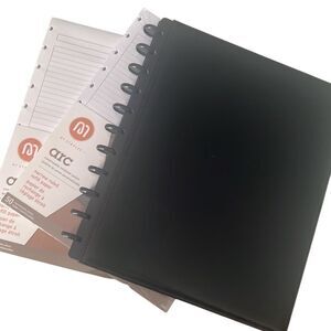 Arc Black Notebook with 2 Packs of Refill Paper 8.5x11 Inches Bundle